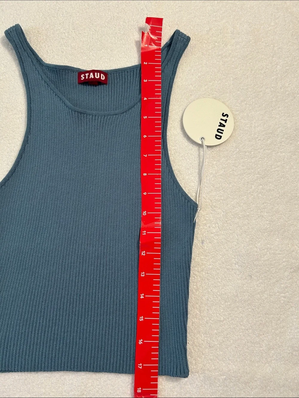 STAUD Small Top Ibisco Tank Cropped in Slate Blue sleeveless ribbed crop NWT